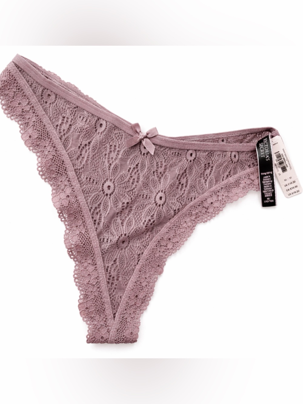 Victoria's Secret Mauve Floral Lace Thong Panty